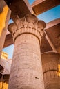 Vintage lotus flower decorates the top of the columns at Kom Ombo Temple Royalty Free Stock Photo