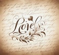 Vintage Love Calligraphy Concept, AI Generated Royalty Free Stock Photo