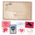 Vintage Love Valentine Postcard Royalty Free Stock Photo