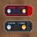 Vintage Lucha Libre vector tickets with mexican wrestling masks