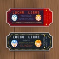 Vintage Lucha Libre vector tickets with mexican Royalty Free Stock Photo