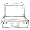 Vintage Luggage Suitcases Travel Open is empty cute lineart i