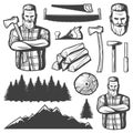 Vintage Lumberjack Emblem Elements