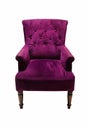 Vintage luxurious purple armchair, couch isolated on white background