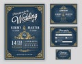 Vintage luxurious wedding invitation on chalkboard background