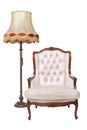 Vintage luxury armchair and lamp