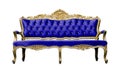 Vintage luxury blue sofa Armchair isolated on white Royalty Free Stock Photo