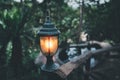 Vintage luxury bollard lighting decor outdoor. old Vintage light bulb lamps. Outdoor bollard lighting interior design. Royalty Free Stock Photo