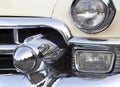 Vintage luxury car, front close-up.