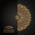 Vintage luxury decorative design of golden mandala. Vector background for greeting card