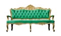 Vintage luxury emerald sofa Armchair isolated on white Royalty Free Stock Photo