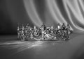 Vintage luxury golden crown. King and queen. Black and white photo Royalty Free Stock Photo