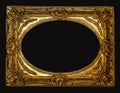 Vintage luxury golden frame with ornate baroque decoration isolated over white background