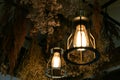 Vintage luxury interior lighting lamp decor hang on ceiling Royalty Free Stock Photo