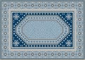 Luxury oriental carpet in bluish tones with patterns of navy blue, beige and yellow color