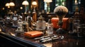 Vintage luxury perfume shop. Barbershop interior