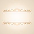 Vintage luxury vector background. Golden decorated borders on diagonal stripes pattern. Royalty Free Stock Photo