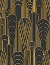 Vintage luxury vector pattern. Texture with golden outline scale ornament. Art deco background