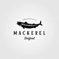 Vintage mackerel fish logo label emblem vector seafood illustration Royalty Free Stock Photo