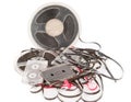 Vintage magnetic audio reel with cassettes