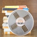 Vintage magnetic audio tapes, reel to reel type Royalty Free Stock Photo