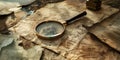 The vintage magnifying glass.AI generated image Royalty Free Stock Photo