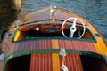 Vintage Mahogany Runabout Boat - Forward Cockpit Royalty Free Stock Photo