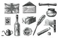 Vintage mail hand draw engraving style black and white clipart Royalty Free Stock Photo