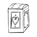 Vintage mailbox black white hand-drawing in the style of engraving Royalty Free Stock Photo