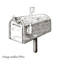 Vintage mailbox hand drawing engraving style Royalty Free Stock Photo