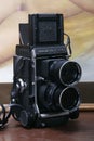 Vintage Mamiya twin-lens reflex camera