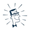 Vintage style clip art inspired by mid-century illustrations - Proud Man With Glasses and bow tie.