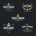 Vintage Man in black suit badge and label, Gentleman symbol