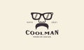 Vintage man with sunglasses and beard logo symbol vector icon graphic design illustration Royalty Free Stock Photo