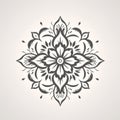 Vintage Mandala Design: Dark Gray Symbolism On Beige Background