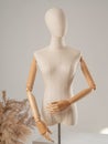 Vintage mannequin with hands on a light studio background Royalty Free Stock Photo