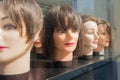 Vintage Mannequin Heads in window display Royalty Free Stock Photo