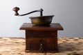 Vintage manual hand coffee grinder for grinding coffee beans Royalty Free Stock Photo