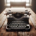 Retro Manual Typewriter On Wood Desk