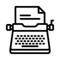 Vintage manual typewriter icon for writing office documents on paper