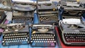 Vintage manual typewriters for sale at flea market