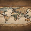 652 Vintage Map: A vintage and aged background featuring a vintage map in warm and distressed tones that evoke a sense of nostal