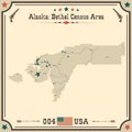 Vintage map of Bethel Census Area in Alaska, USA. Royalty Free Stock Photo