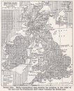 Vintage map of British Isles Bathy-Orographical. Royalty Free Stock Photo