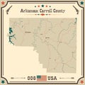 Vintage map of Carroll County in Arkansas, USA.