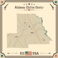 Vintage map of Chilton county in Alabama, USA.