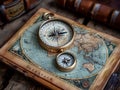 Vintage map and compass Royalty Free Stock Photo