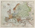 Vintage map of Europe at the end of 19th century