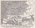 Vintage map of Europe of the Ice Age 1900s