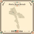 Vintage map of Haines Borough in Alaska, USA. Royalty Free Stock Photo